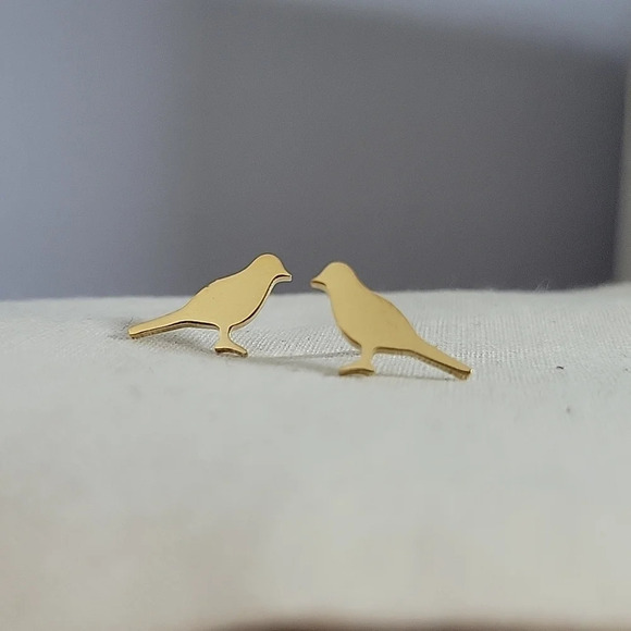 Songbird Silhouette Stud Earrings - Picture 2 of 5